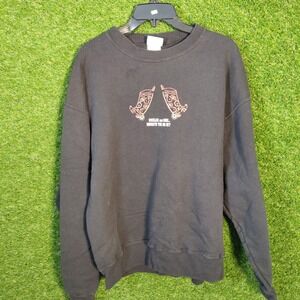 Jerzees‎ Black Western Cowboy Boots Graphic Crewneck Sweatshirt, Large, Unisex